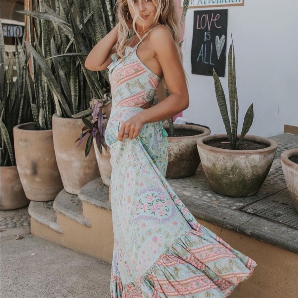 Spell City Lights Strappy Maxi in Sage - Picture 6 of 10